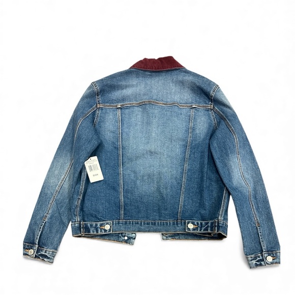Jordache Denim Jacket with Burgundy Collar - Picture 2 of 10